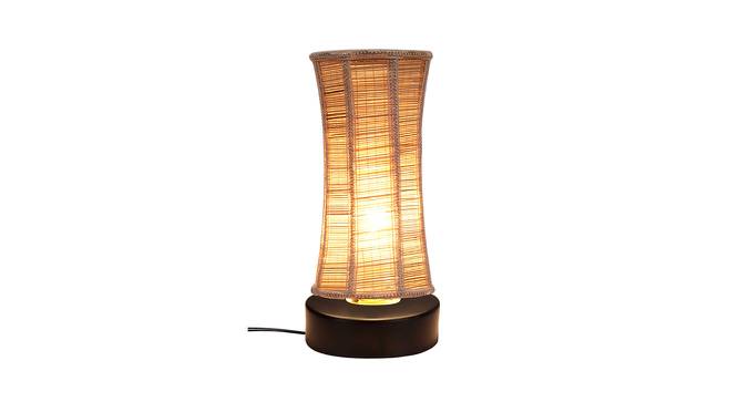 Zeke Beige Bamboo Shade Table Lamp with Black  Iron  Base (Beige) by Urban Ladder - Front View Design 1 - 613086