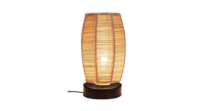 Alberto Beige Bamboo Shade Table Lamp with Black  Iron  Base (Beige) by Urban Ladder - Front View Design 1 - 613088