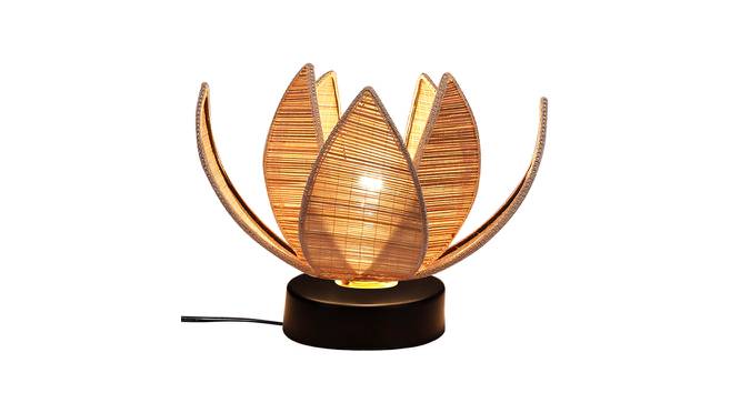 Roger Beige Bamboo Shade Table Lamp with Black  Iron  Base (Beige) by Urban Ladder - Front View Design 1 - 613089
