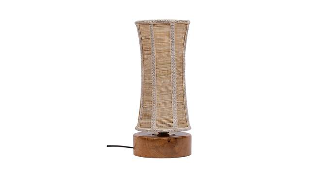 Knight Beige Bamboo Shade Table Lamp with Natural  Wooden Base (Beige) by Urban Ladder - Front View Design 1 - 613092