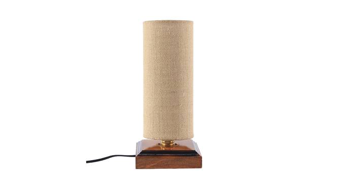 Elger Beige Natural Fiber Shade Table Lamp with Brown  Wooden Base (Beige) by Urban Ladder - Front View Design 1 - 613101