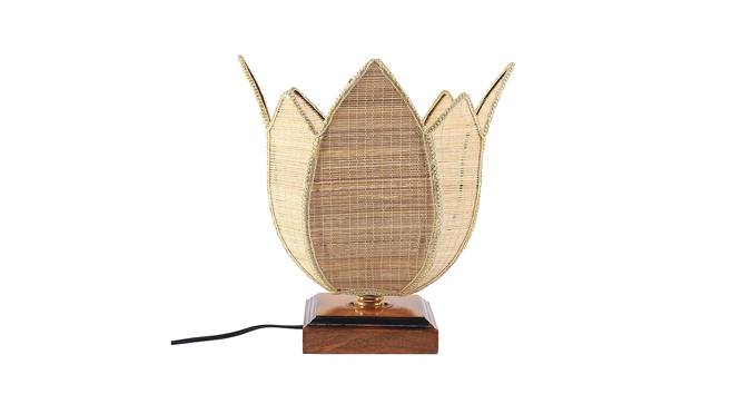 Erwin Beige Bamboo Shade Table Lamp with Brown  Wooden Base (Beige) by Urban Ladder - Front View Design 1 - 613103