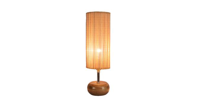 Leslie Beige Bamboo Shade Table Lamp with Natural  Wooden Base (Beige) by Urban Ladder - Front View Design 1 - 613107