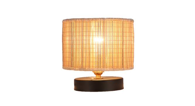 Geoffrey Beige Bamboo Shade Table Lamp with Black  Iron  Base (Beige) by Urban Ladder - Front View Design 1 - 613113