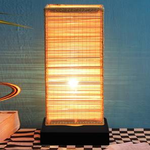 Chris Beige Bamboo Shade Table Lamp with Black Iron Base-image-49