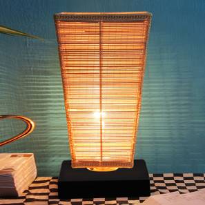 Khari Beige Bamboo Shade Table Lamp with Black Iron Base-image-46