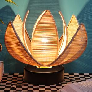 Roger Beige Bamboo Shade Table Lamp with Black Iron Base-image-35