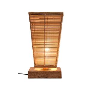 Audene Beige Bamboo Shade Table Lamp with Natural Wooden Base-image-41