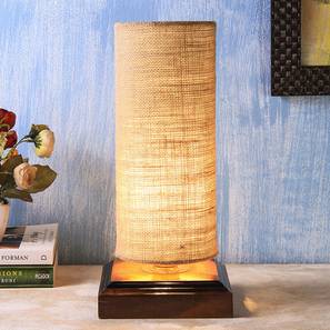 Table Lamps In Coimbatore Design Elger Beige Natural Fiber Shade Table Lamp with Brown  Wooden Base (Beige)