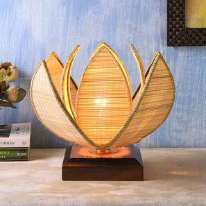 Neuman Beige Bamboo Shade Table Lamp with Brown Wooden Base-image-49