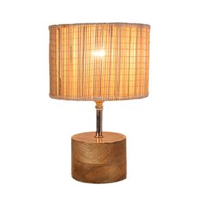 devansh Brant Beige Bamboo Shade Table Lamp with Natural Wooden Base-picture-14