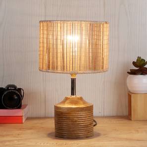 Colette Beige Bamboo Shade Table Lamp with Natural Wooden Base-image-45