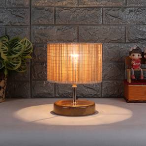 devansh Sadra Beige Bamboo Shade Table Lamp with Natural Wooden Base-picture-10