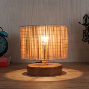 devansh George Beige Bamboo Shade Table Lamp with Natural Wooden Base-picture-16