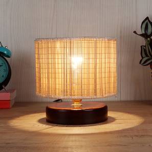 Graham Beige Bamboo Shade Table Lamp with Brown Wooden Base-image-12