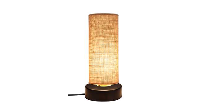 Justice Beige Natural Fiber Shade Table Lamp with Black  Iron  Base (Beige) by Urban Ladder - Front View Design 1 - 613165