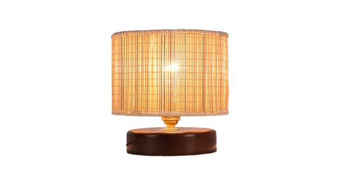 Graham Beige Bamboo Shade Table Lamp with Brown  Wooden Base (Beige) by Urban Ladder - Front View Design 1 - 613201
