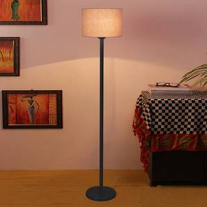 devansh Tomas Grey Fabric Shade Floor Lamp with Black Iron Base-picture-12