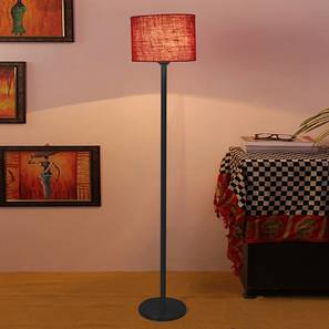 devansh Yosef Maroon Fabric Shade Floor Lamp with Black Iron Base-picture-10