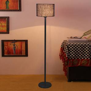 Bruno Blue Natural Fiber Shade Floor Lamp with Black Iron Base-image-6
