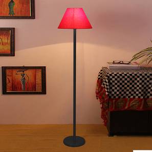 Jamie Red Fabric Shade Floor Lamp with Black Iron Base-image-7