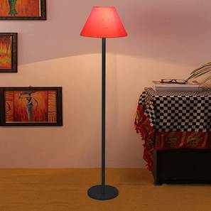 Clyde Orange Fabric Shade Floor Lamp with Black Iron Base-image-27