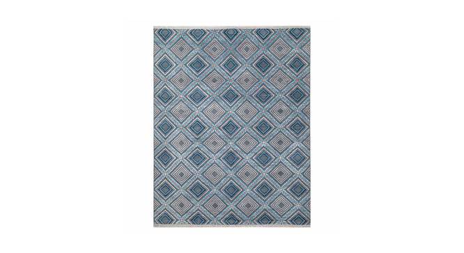 Roya Blue Geometric Hand-knotted Wool 8x5 Feet Carpet (Blue, 244 x 152 cm  (96" x 60") Carpet Size) by Urban Ladder - Design 1 Full View - 613519
