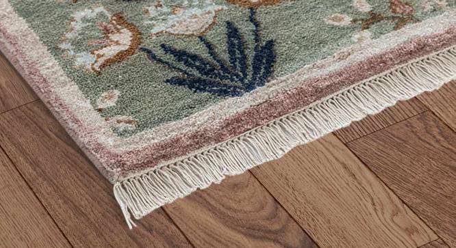 Nargis Green Floral Hand-knotted Wool 8x5 Feet Carpet (Green, 244 x 152 cm  (96" x 60") Carpet Size) by Urban Ladder - Cross View Design 1 - 613545