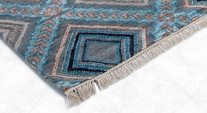 Roya Blue Geometric Hand-knotted Wool 6x4 Feet Carpet (Blue, 183 x 122 cm  (72" x 48") Carpet Size) by Urban Ladder - Cross View Design 1 - 613557