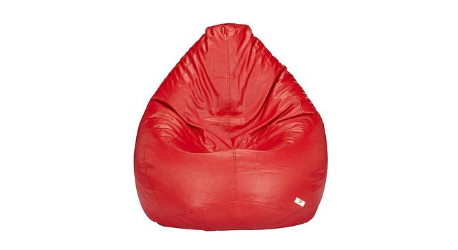 Hugo XXXL Leather Bean Bag with Beans in Red Colour (Red, with beans Bean Bag Type, XXXL Bean Bag Size) by Urban Ladder - Front View Design 1 - 613654
