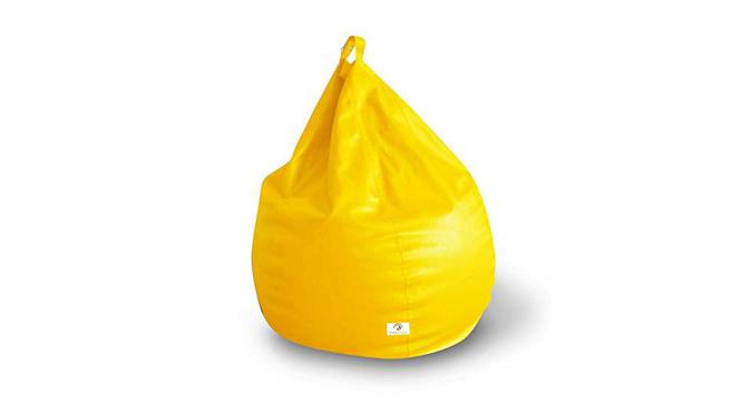 Ignace XXXL Leather Bean Bag with Beans in Yellow Colour (Yellow, with beans Bean Bag Type, XXXL Bean Bag Size) by Urban Ladder - Front View Design 1 - 613655