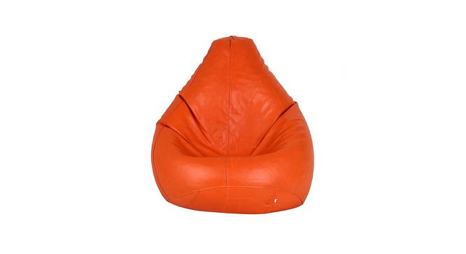 Orval XXXL Leather Bean Bag with Beans in Orange Colour (Orange, with beans Bean Bag Type, XXXL Bean Bag Size) by Urban Ladder - Front View Design 1 - 613658