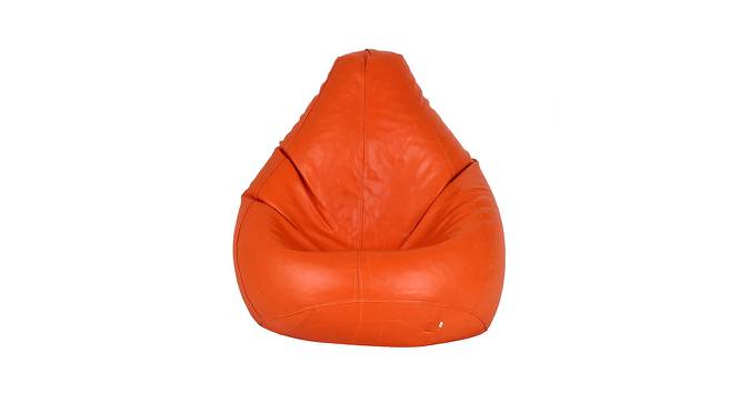 Purvis XXL Leather Bean Bag with Beans in ORANGE Colour (Orange, with beans Bean Bag Type, XXL Bean Bag Size) by Urban Ladder - Front View Design 1 - 613665