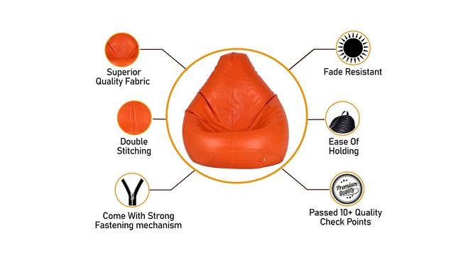 Orval XXXL Leather Bean Bag with Beans in Orange Colour (Orange, with beans Bean Bag Type, XXXL Bean Bag Size) by Urban Ladder - Cross View Design 1 - 613678