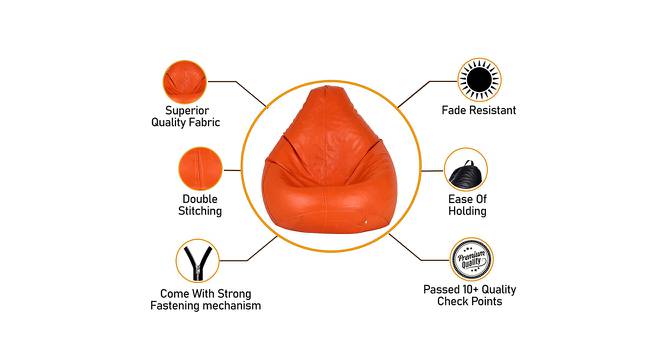 Purvis XXL Leather Bean Bag with Beans in ORANGE Colour (Orange, with beans Bean Bag Type, XXL Bean Bag Size) by Urban Ladder - Cross View Design 1 - 613685
