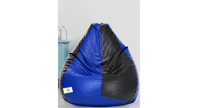 Dandon XXXL Leather Bean Bag with Beans in Multicolour (with beans Bean Bag Type, XXXL Bean Bag Size, Blue & Black) by Urban Ladder - Front View Design 1 - 613742