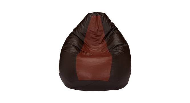 Maci XXXL Leather Bean Bag with Beans in Multicolour (with beans Bean Bag Type, XXXL Bean Bag Size, Brown & Tan) by Urban Ladder - Front View Design 1 - 613743
