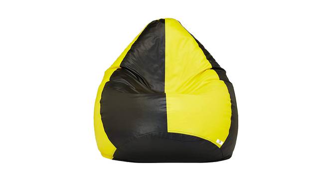 Ivon XXXL Leather Bean Bag with Beans in Multicolour (with beans Bean Bag Type, XXXL Bean Bag Size, Yellow & Black) by Urban Ladder - Front View Design 1 - 613751
