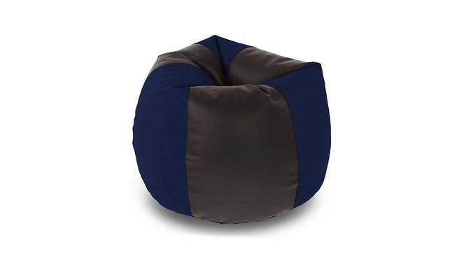 Marcel XXXL Leather Bean Bag with Beans in Multicolour (with beans Bean Bag Type, XXXL Bean Bag Size, Navy Blue & Black) by Urban Ladder - Front View Design 1 - 613752