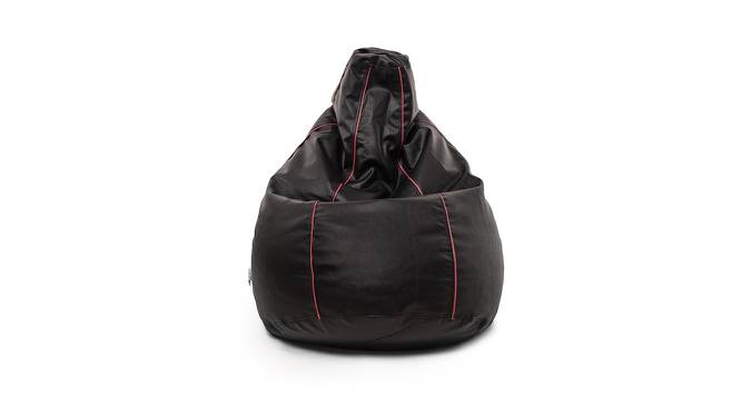 Patrik XXXL Leather Bean Bag with Beans in Multicolour (with beans Bean Bag Type, XXXL Bean Bag Size, Black & Red) by Urban Ladder - Front View Design 1 - 613757