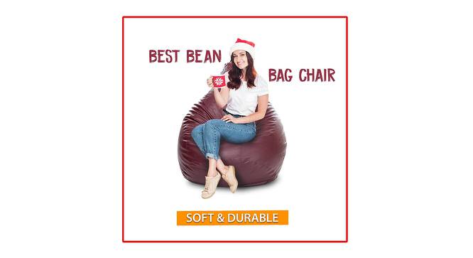 Paget XXXL Leather Bean Bag with Beans in Maroom Colour (Maroon, with beans Bean Bag Type, XXXL Bean Bag Size) by Urban Ladder - Cross View Design 1 - 613779