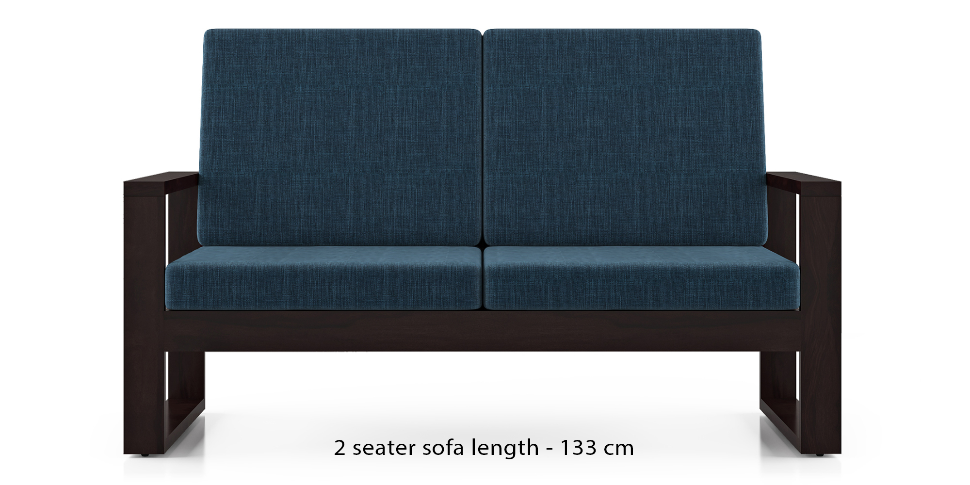 Eileen Wooden Sofa (Indigo Blue) (1-seater Custom Set - Sofas, None Standard Set - Sofas, Indigo Blue, Fabric Sofa Material, Regular Sofa Size, Regular Sofa Type) by Urban Ladder - - 613924
