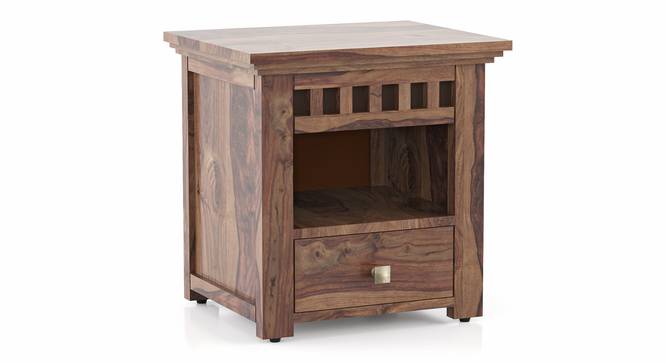 Fidora Solid Wood Bedside Table (Teak Finish) by Urban Ladder - Design 1 Side View - 613940