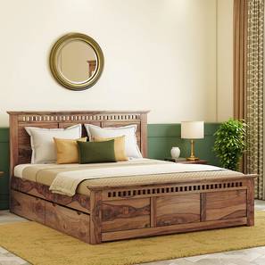 Queen Size Bed Design Fidora Solid Wood Queen Drawer Storage Bed in Teak
