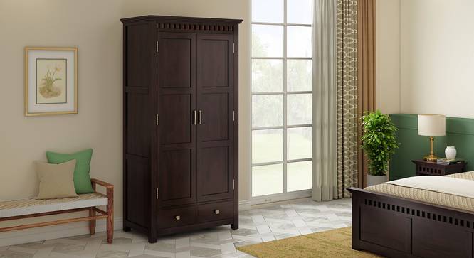 Fidora Solid Wood 2 Door Wardrobe (Mahogany Finish) by Urban Ladder - Front View Design 1 - 614002