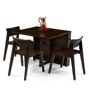 All 2 & 3 Seater Dining Table Sets Design Danton Solid Wood 3 Seater Dining Table with Set of 3 Chairs in Mahogany Finish