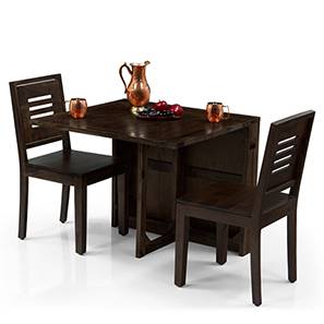 All 2 & 3 Seater Dining Table Sets Design Danton Solid Wood 2 Seater Dining Table with Set of 2 Chairs in Mahogany Finish