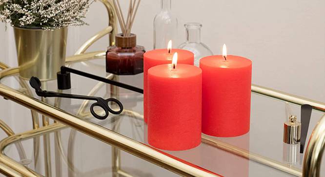 Sadie Scented Candles - Set Of 3 (Red) by Urban Ladder - Front View Design 1 - 624742