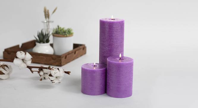Rose Scented Candles - Set Of 3 (Purple) by Urban Ladder - Front View Design 1 - 624751