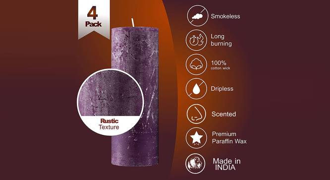 Jade Scented Candles - Set Of 3 (Purple) by Urban Ladder - Design 1 Side View - 624769